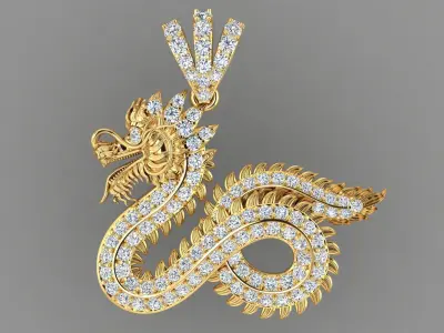  Diamonds Dragon Pendant 3D print model