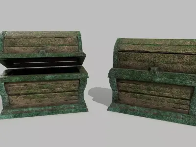 Chest wooden Low-poly 3D model