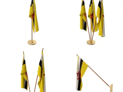 Brunei Flag Pack 3D model