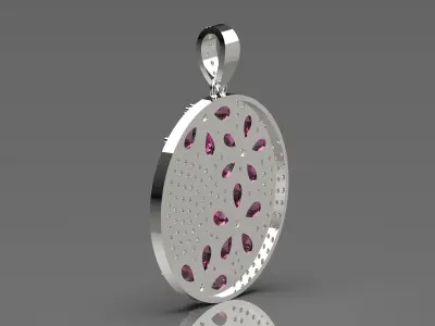 luxury flower diamond pendant jp0267 3D print model