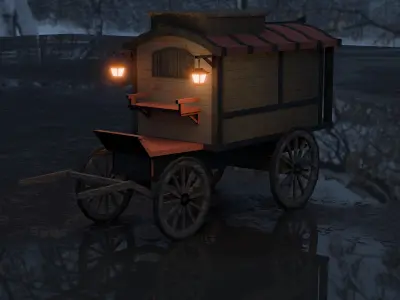Medieval Carriage Low-poly 3D model from CGTrader