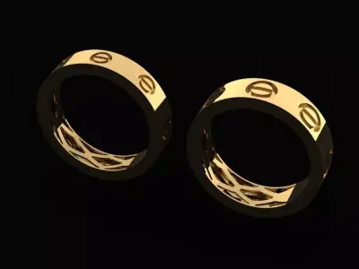 Modern Screw Pattern Rings Set Premium Jewelry 3D Model 3D print model