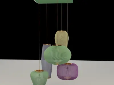 Chinese red lantern  3D model 7