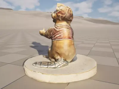 Beaver Statue Low-poly 3D model