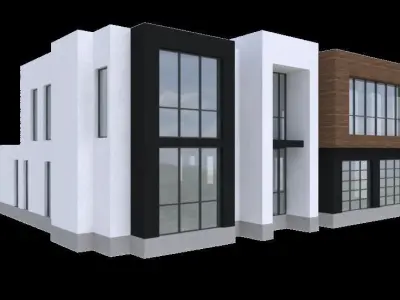2 story large modern house with cad floor plan 3D model