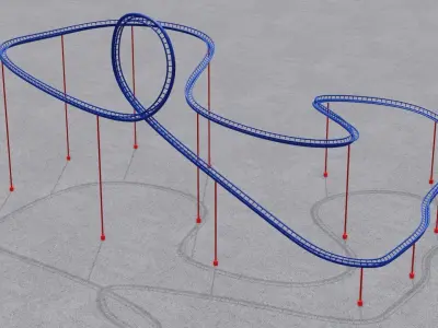 Rollercoaster 3D model roller coaster with ropes Low-poly 3D model
