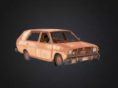 Abandoned Rusty Car Low-poly 3D model