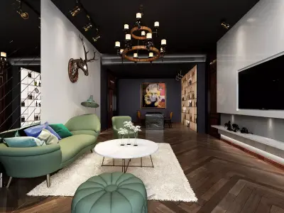 Luxury living room interior 3D model