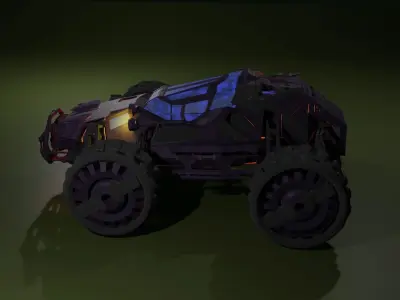 buggy futuristic vehicle Low-poly 3D model