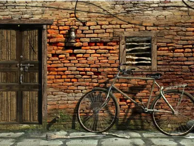 Cycle with BG Low-poly 3D model