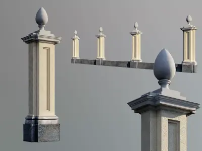 classic fence PIERS FOR GATES 3D model