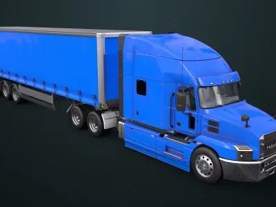 Heavy Truck 05 Curtainsider 4 Variant  All PBR Textures Low-poly 3D model