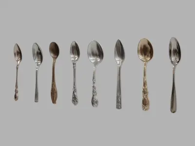 Spoons Collection Low-poly 3D model
