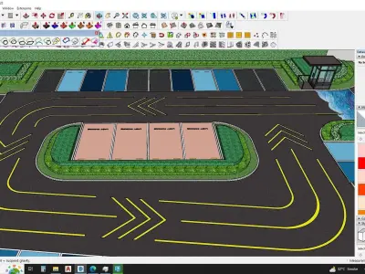 Urban Parking Lot - Realistic 3D Model  3D model