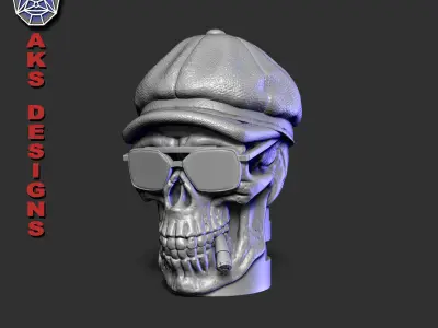 Gangster skull version 2 Penholder and flowerpot 3D print model