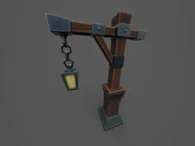 Stylized Lamp Post Free low-poly 3D model