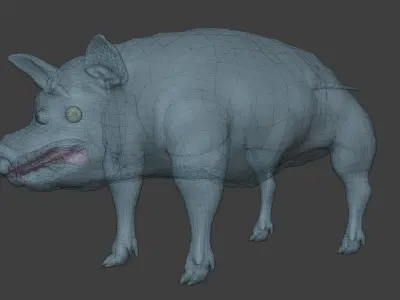 Pig animated - Walk Cycle 3D model