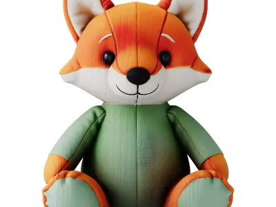 Plush Fox Toy Set Low-poly 3D model