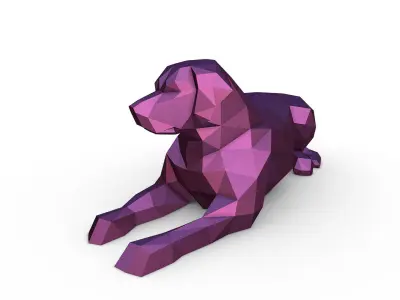 labrador low poly polygonal sculpture of dog 3D print model