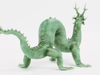 -Chinese Dragon - Marble Statue- Low-poly 3D model