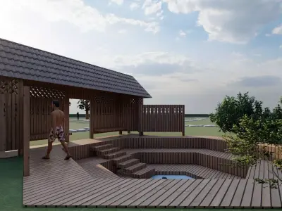 Landscape architecture  Low-poly 3D model