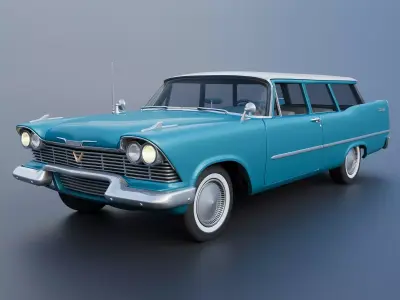 Plymouth Suburban 2Door 1958 3D print model