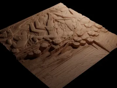 Battle CNC 3d Print High Relief Sand Casting 3D print model
