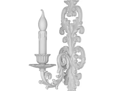 Golden Antique Tall Sconce Classic Style Wall Lamp Candlestick 3D model