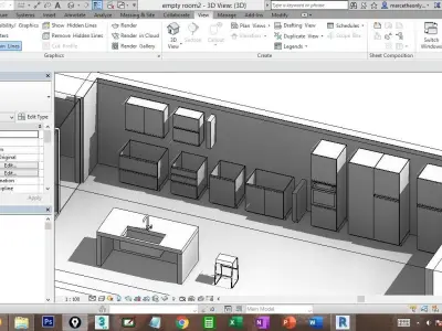 Revit modern kitchen cabinet families 3D model