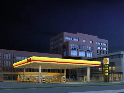 shell gas station 3D model