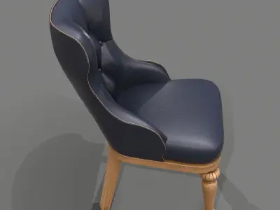 chair leather with wooden legs Low-poly 3D model