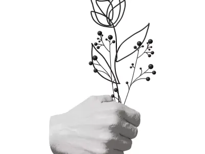 Puins Minimal Hand Sculpture Wire Flower  3D model