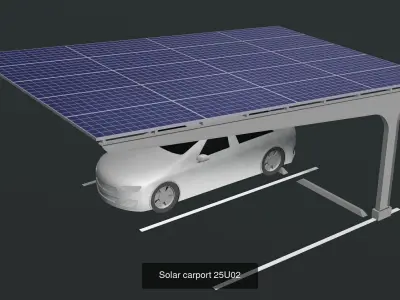 Solar carport set 02 3D Model Pack