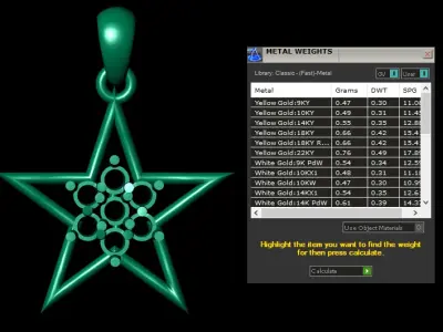 GOLDEN STAR SHAPE PENDANT 3D PRINTABLE MODEL  3D print model