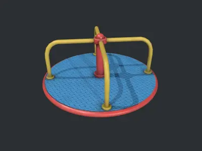 Playground Roundabout - Blue Low-poly 3D model