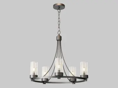 Devoe 5 - Light Wagon Wheel Chandelier 3D model