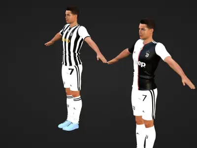 Cristiano Ronaldo - Juventus  - Two Models Low-poly 3D model