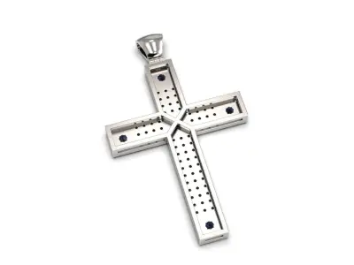 G0511 sterling silver cross pendant with sapphires 3D print model