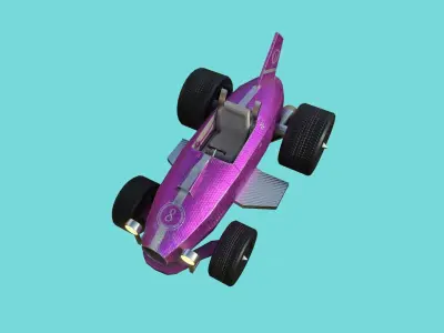 Kart Vehicle 03 - Racing Car - Female Girl Pink Low-poly 3D model