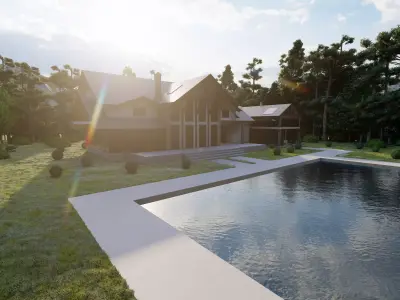 Villa-Casa Scene-Modern Villa 3D model