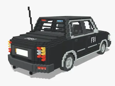 Voxel FBI Car Low-poly 3D model