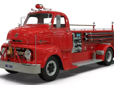 Vintage COE Firetruck with Complete Firefighting Equipment  3D model