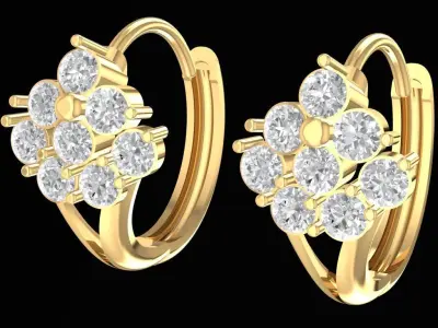 Elegant Floral Diamond Earrings for Women 2424 3D print model
