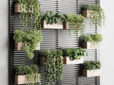plants set partition Vertical graden wall decor box Low-poly 3D model