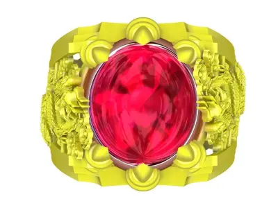 Luxury Dragon Oval Gemstone Ring for Men 4731 3D print model