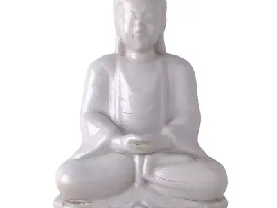 Carved Marble Praying Buddha Statue 3D model
