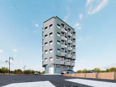 Modern Mixed-Use Building I Shops-6Floors Complete I  3D model