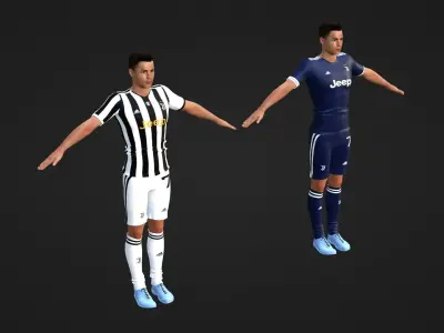 Cristiano Ronaldo - Juventus - Two Models Low-poly 3D model