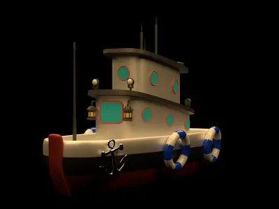 Cartoon Boat Low-poly 3D model