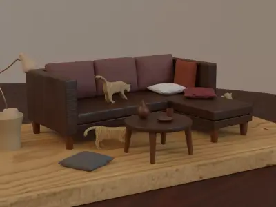 Wooden Cat Figurines Free 3D model